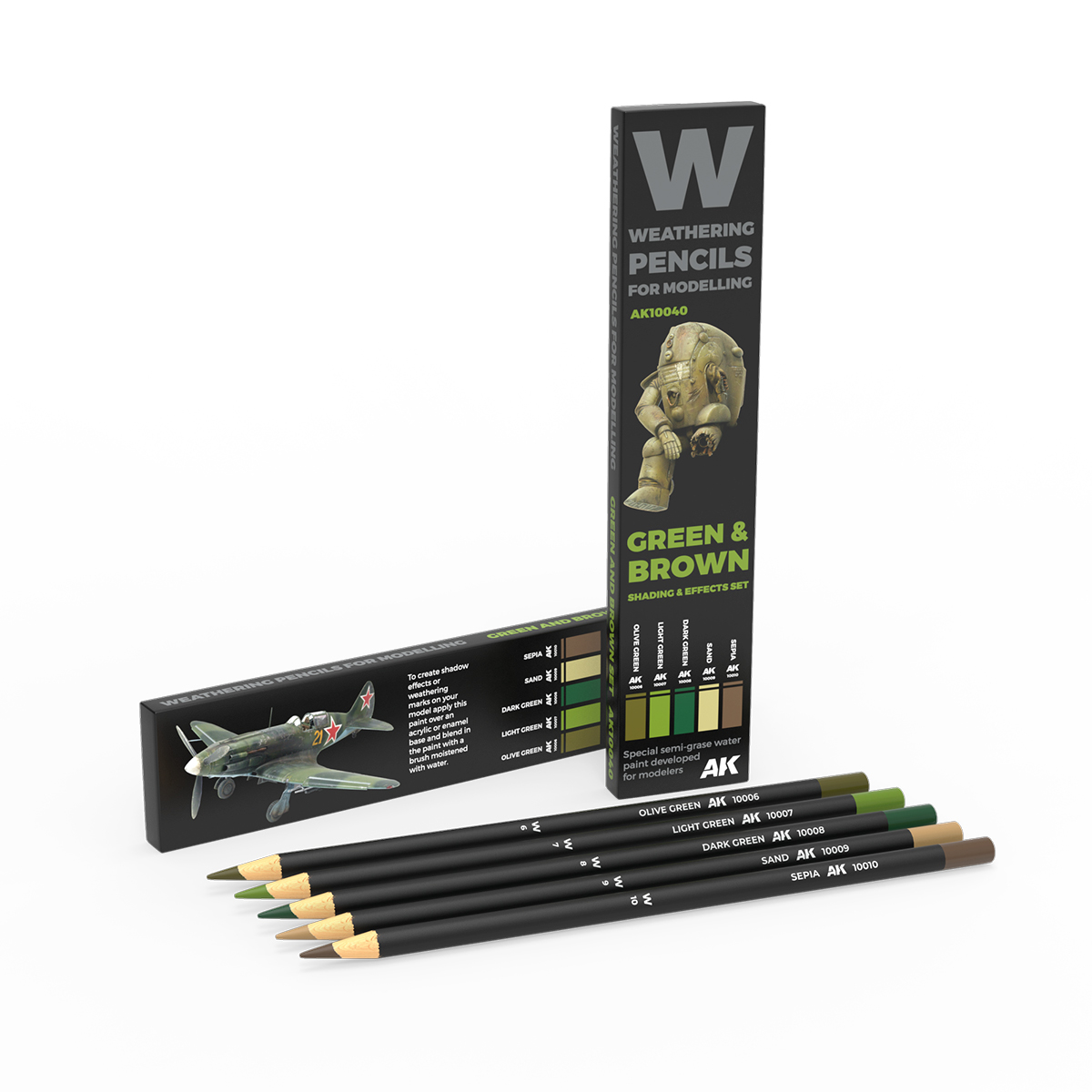 Verde y Marrón: Set de Sombreado y Efectos – Lapiceros Weathering