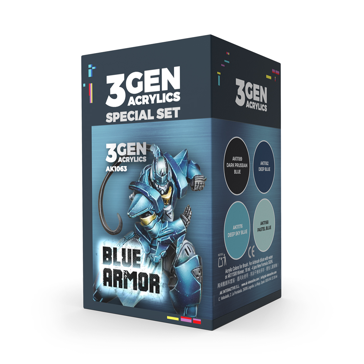 Wargame Set de Colores. Armadura Azul – 3GEN Pintura Acrilica