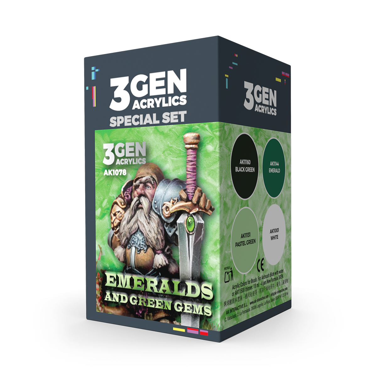 Wargame Set de Colores. Esmeraldas y Gemas Verdes – 3GEN Pintura Acrilica