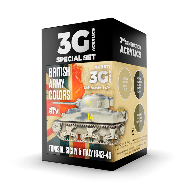 Set Colores del Ejército Británico: Túnez, Sicilia e Italia 1943-45 – 3GEN Pintura Acrilica
