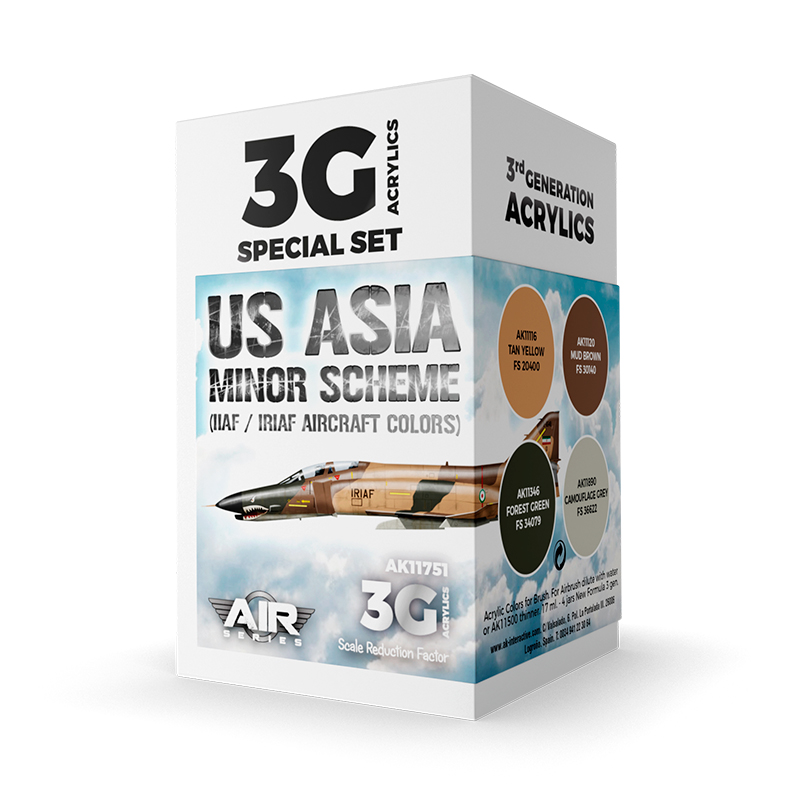Set Colores Patrón / Esquema Asia Minor de EE. UU. (Colores de Aeronaves IIAF / IRIAF) – 3GEN Pintura Acrilica