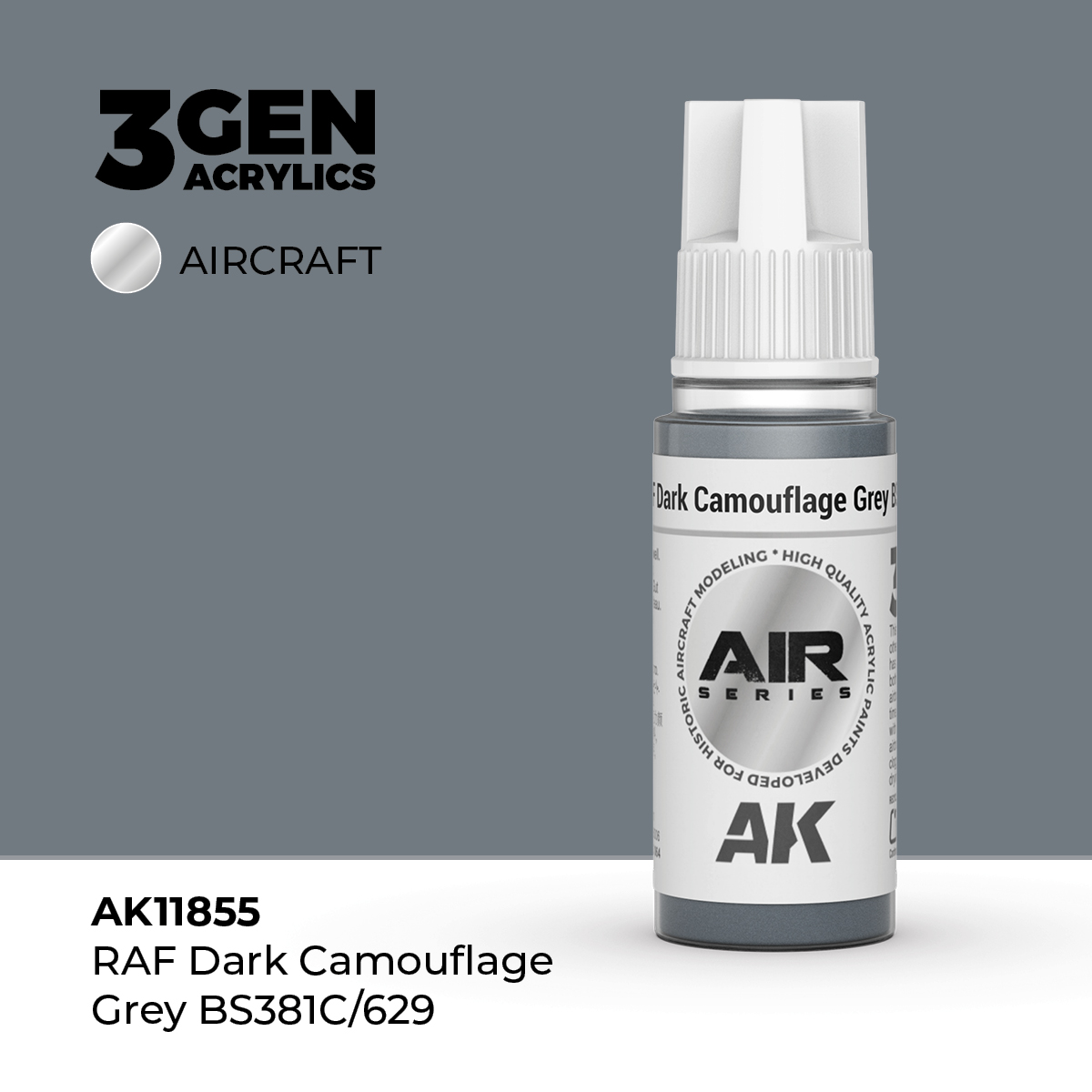 Gris Oscuro de Camuflaje RAF BS381C/629 – Air / Aire – 3GEN Pintura Acrilica