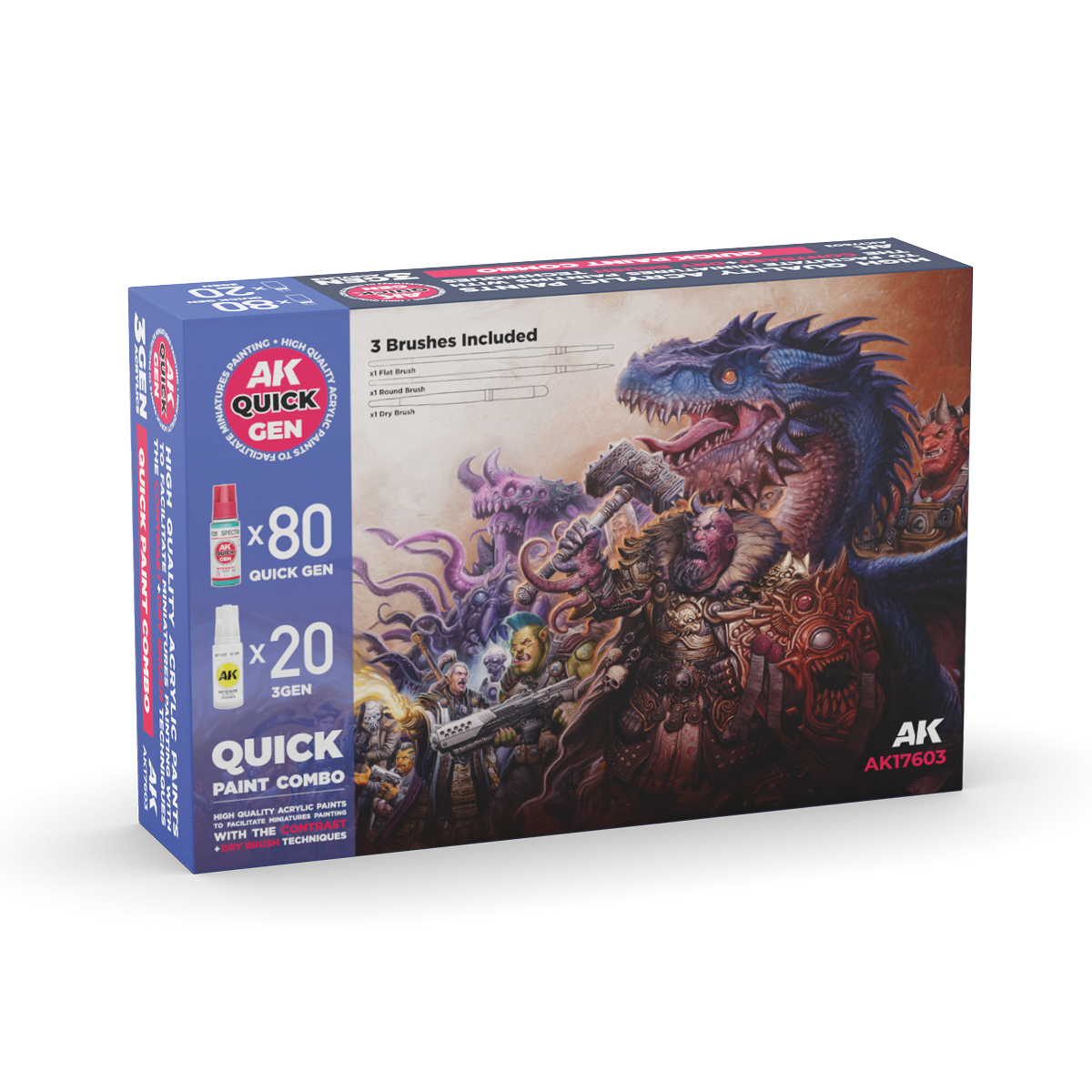 Combo Quick Gen – 100 Colores (80 Quick Gen +20 3GEN +3 Pinceles Gratis +1 Medium 18ml)