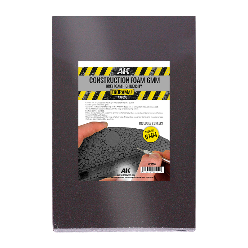Espuma de Construcción Negra de 6mm de Alta Densidad 195×295 mm Incluye 2 Hojas