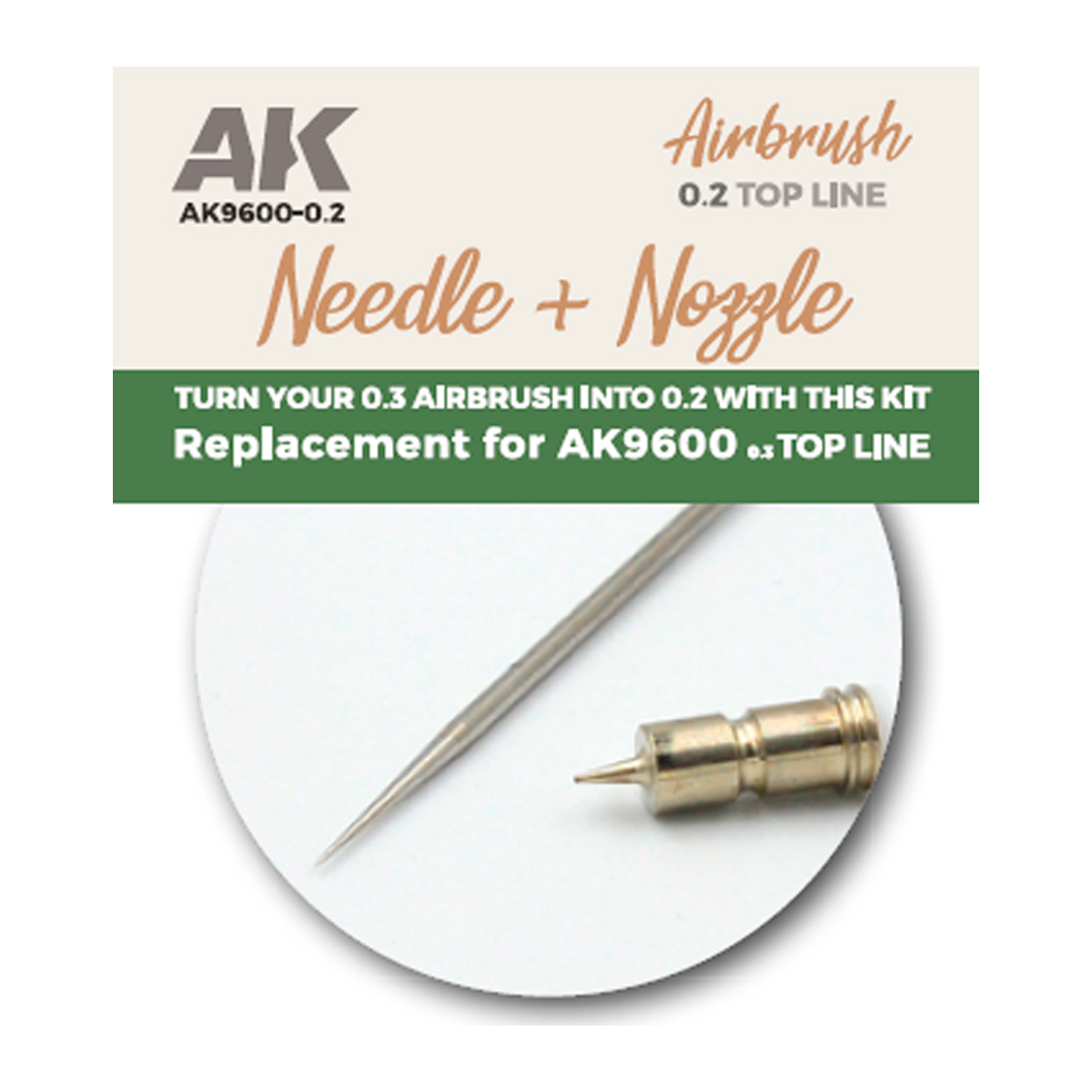Aguja + Boquilla 0,2 para Aerógrafo AK9600