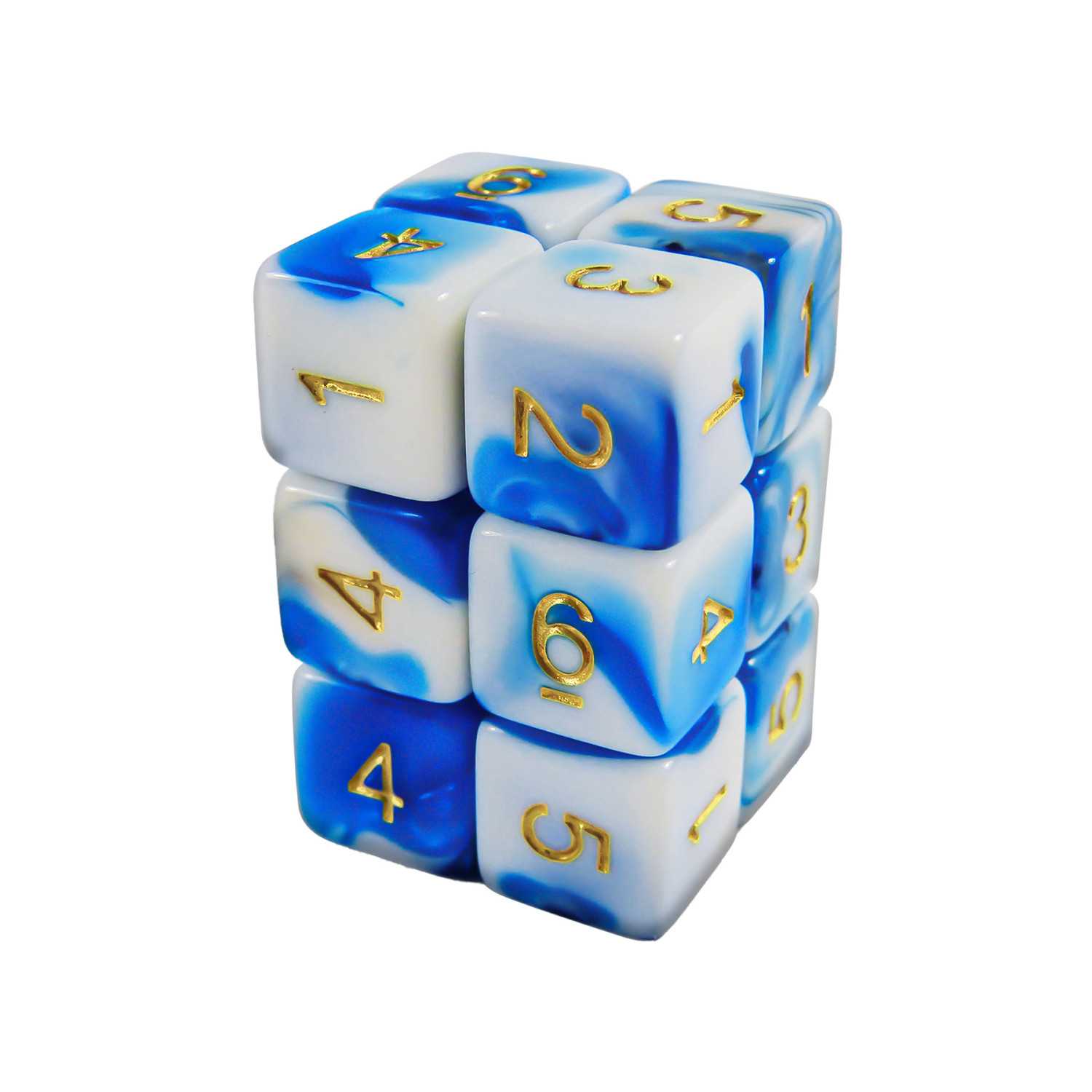 12x Dados D6 16mm - Azul Blanco