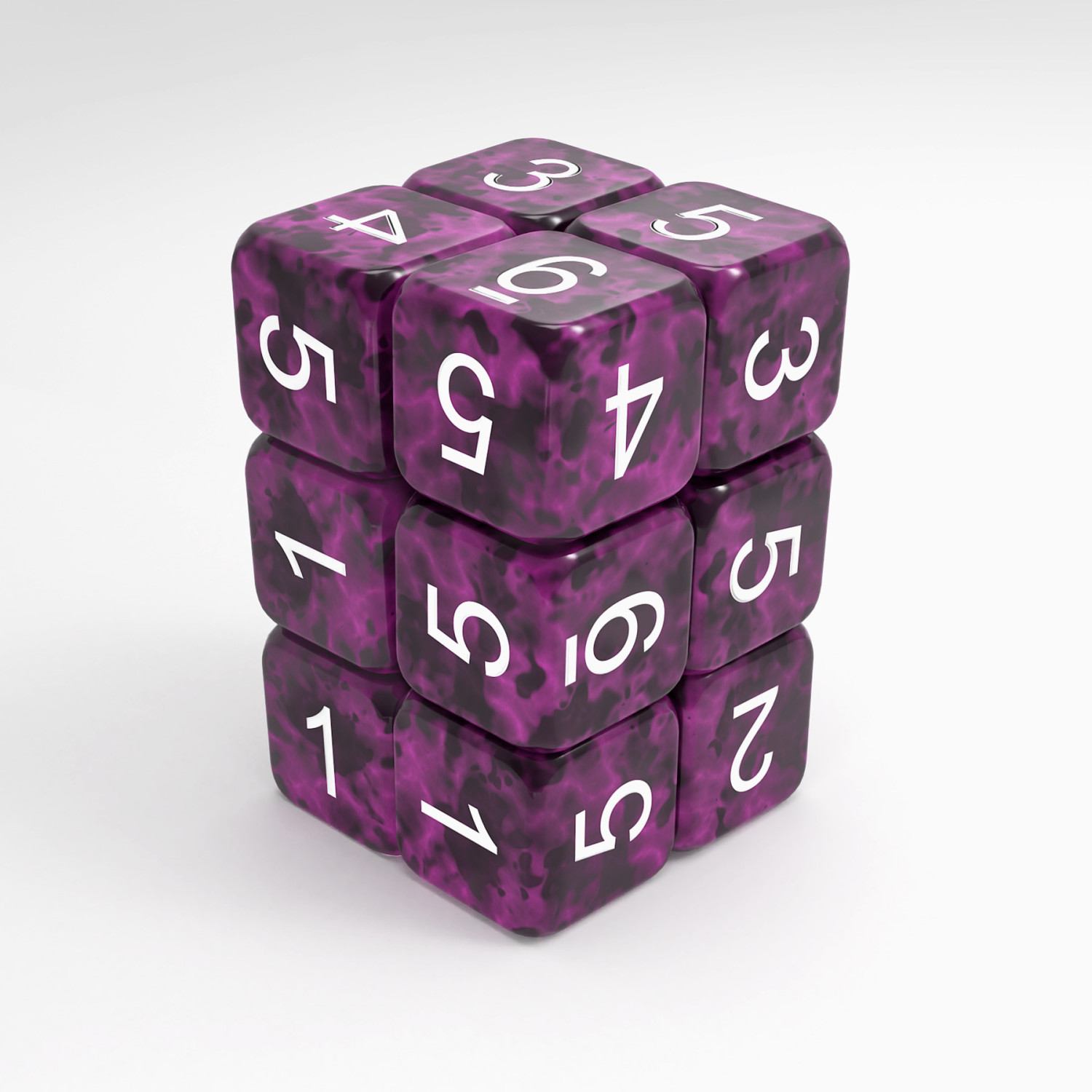 12x Dados D6 16mm - Violeta Negro