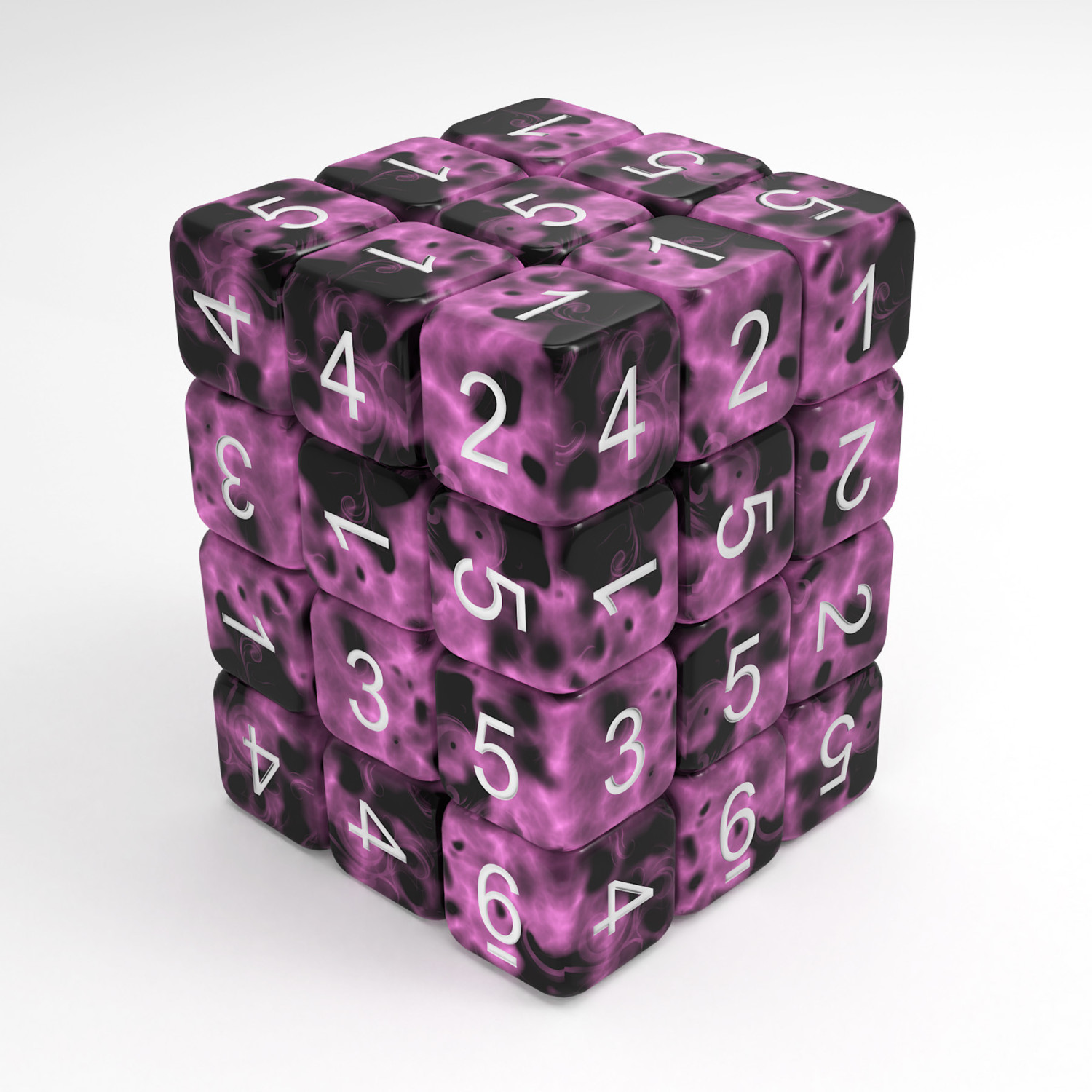 36x Dados D6 12mm - Rosa Marmol