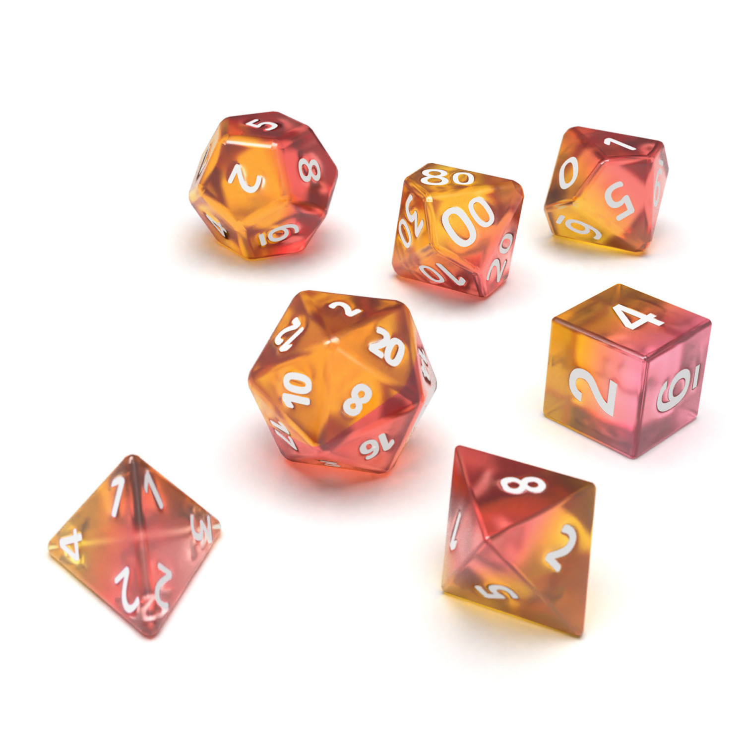 7x Dados Mix 16mm - Naranja/Rosa Transparente