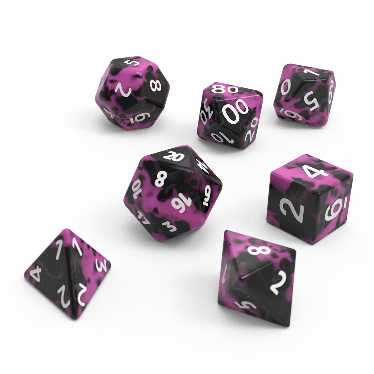 7x Dados Mix 16mm - Violeta Negro