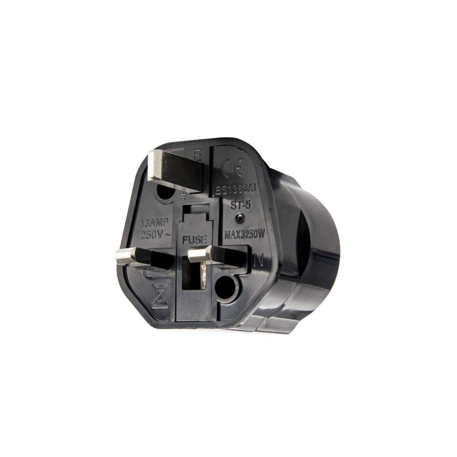Adaptador enchufe UE-UK Negro