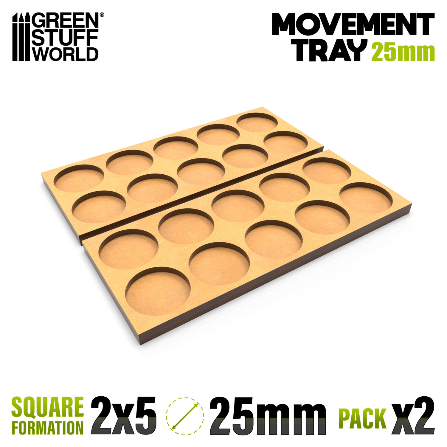 Bandejas de Movimiento DM 25mm 5x2 - Hostigador Filas