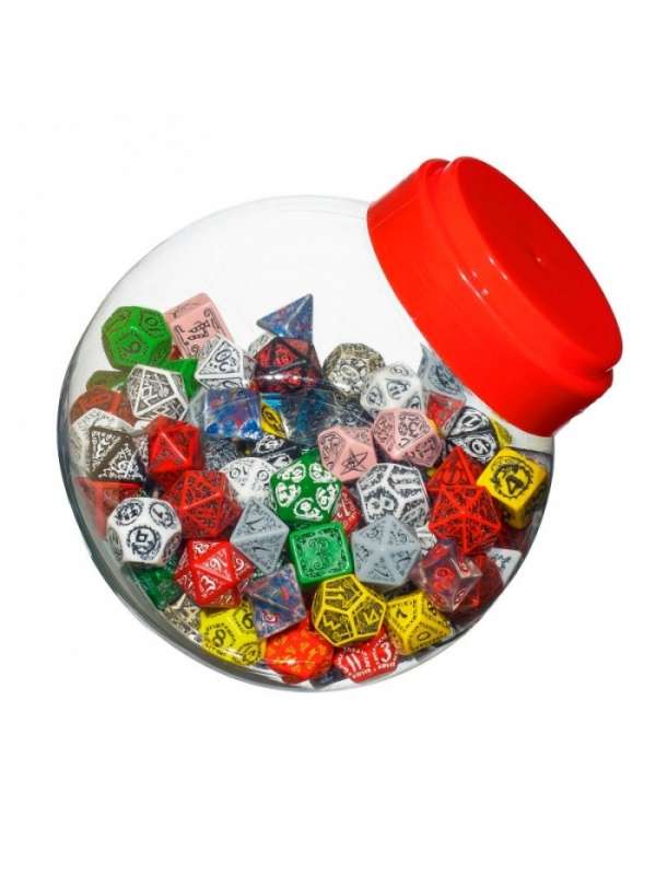 Bote de Dados Jar of dice with D4, D6, D8, D10, D12, D20, D100 (150 unidades) - Q Workshop