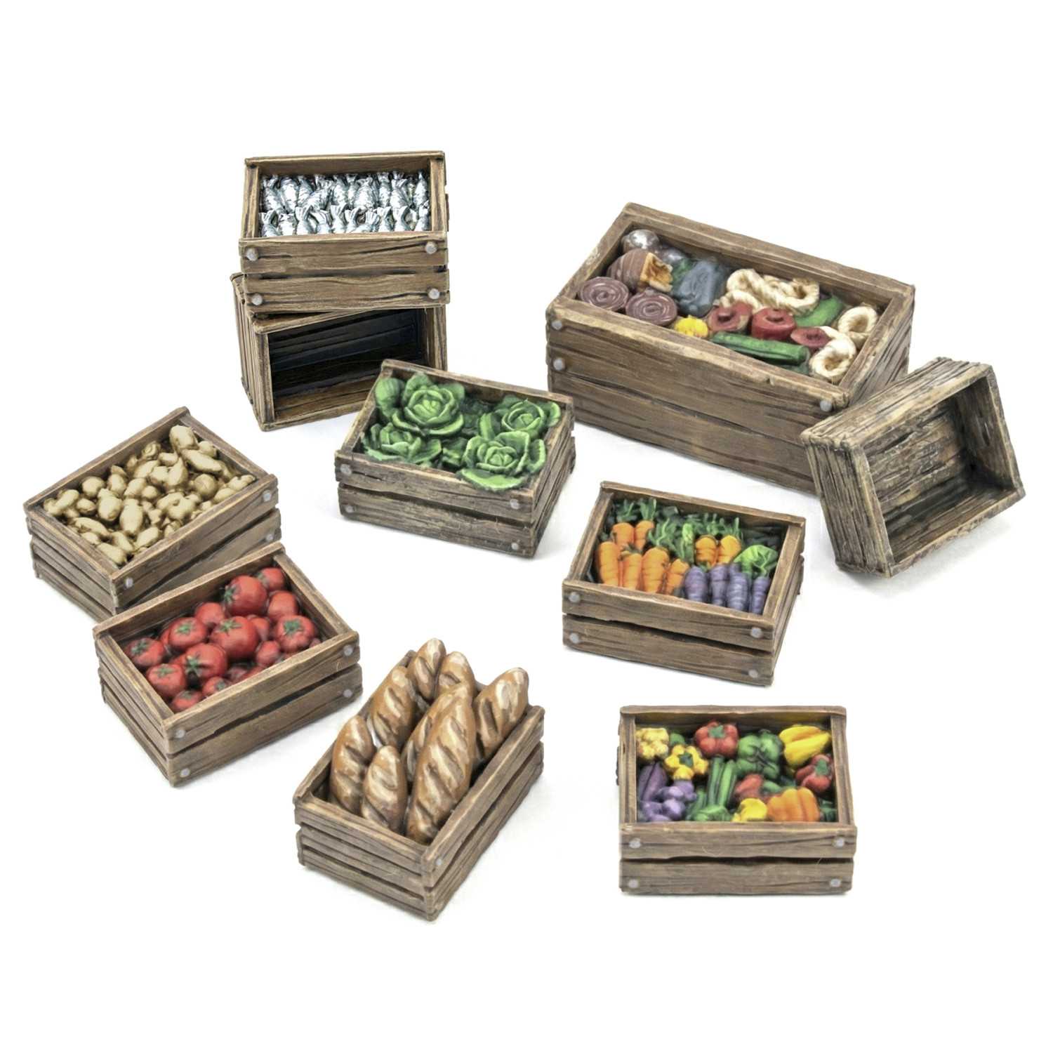 Cajas de madera con comida 1:48