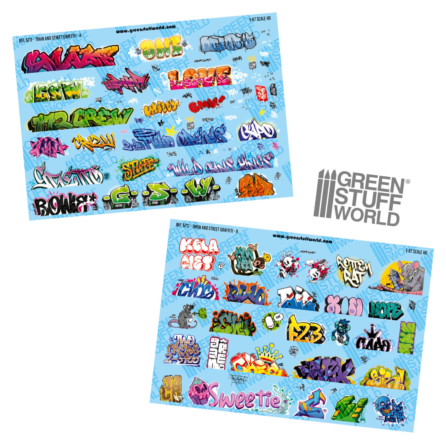 Calcas de grafitis para trenes 1:87 HO (Set-1)