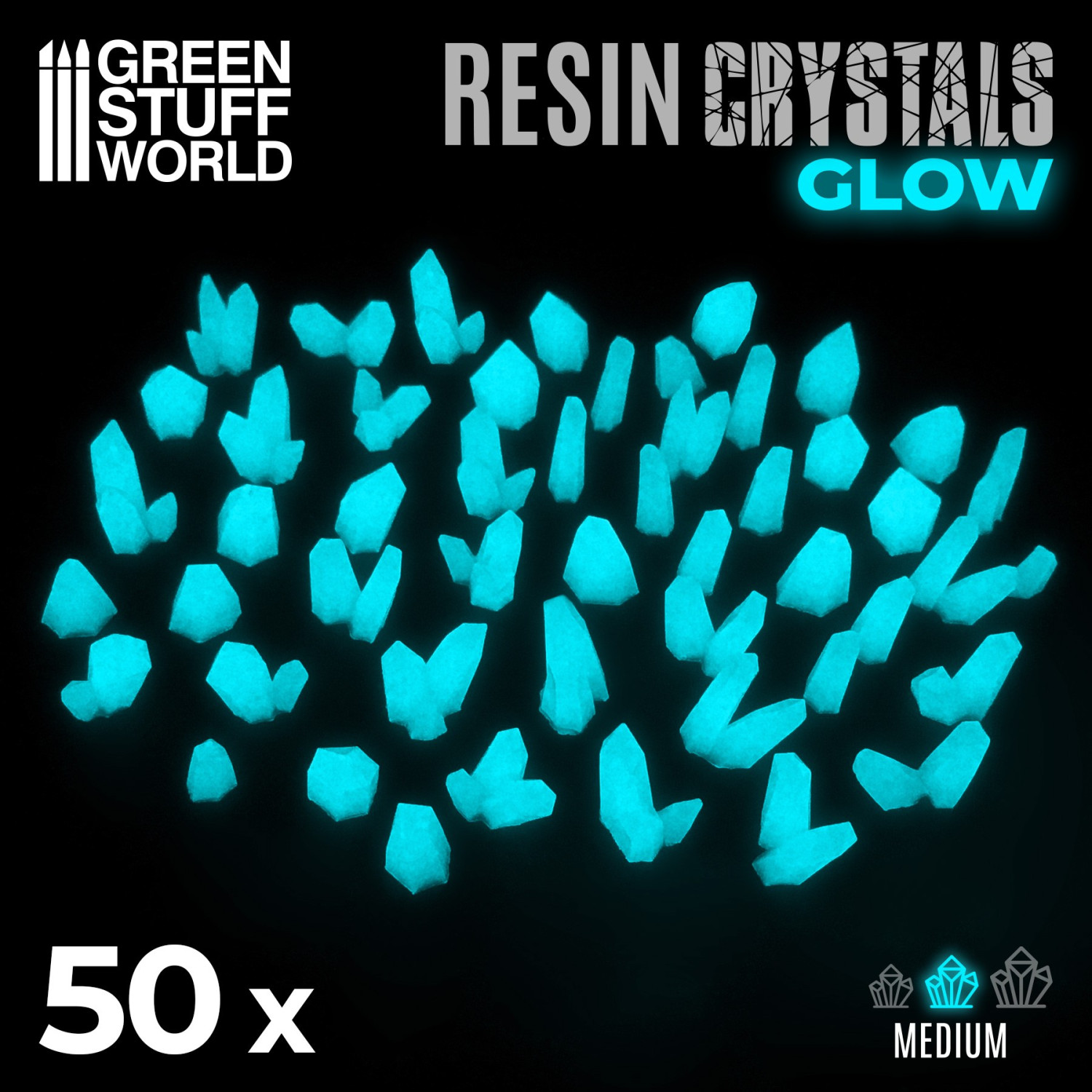 Cristales de Resina AZUL TURQUESA GLOW - Medianos