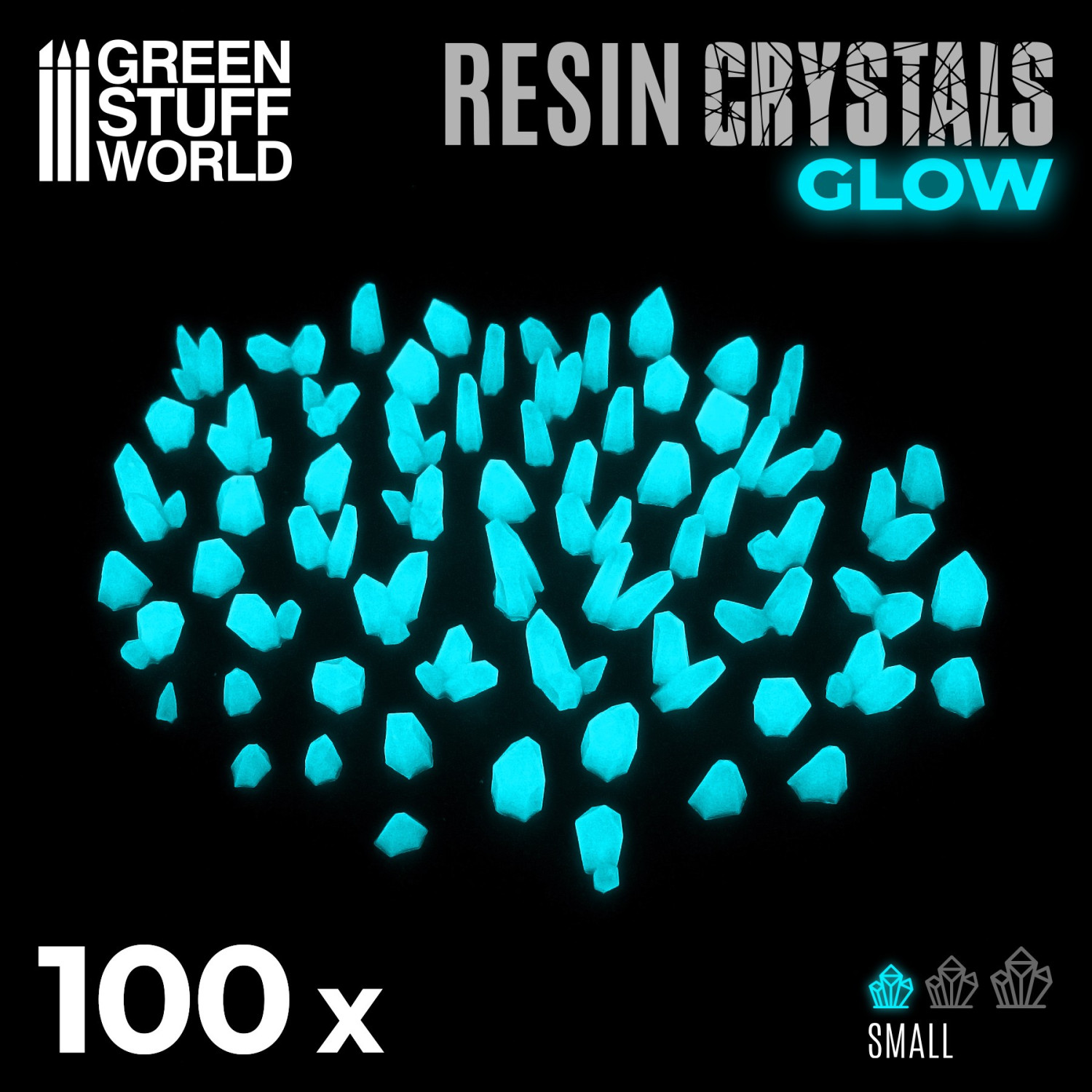 Cristales de Resina AZUL TURQUESA GLOW - Pequeños