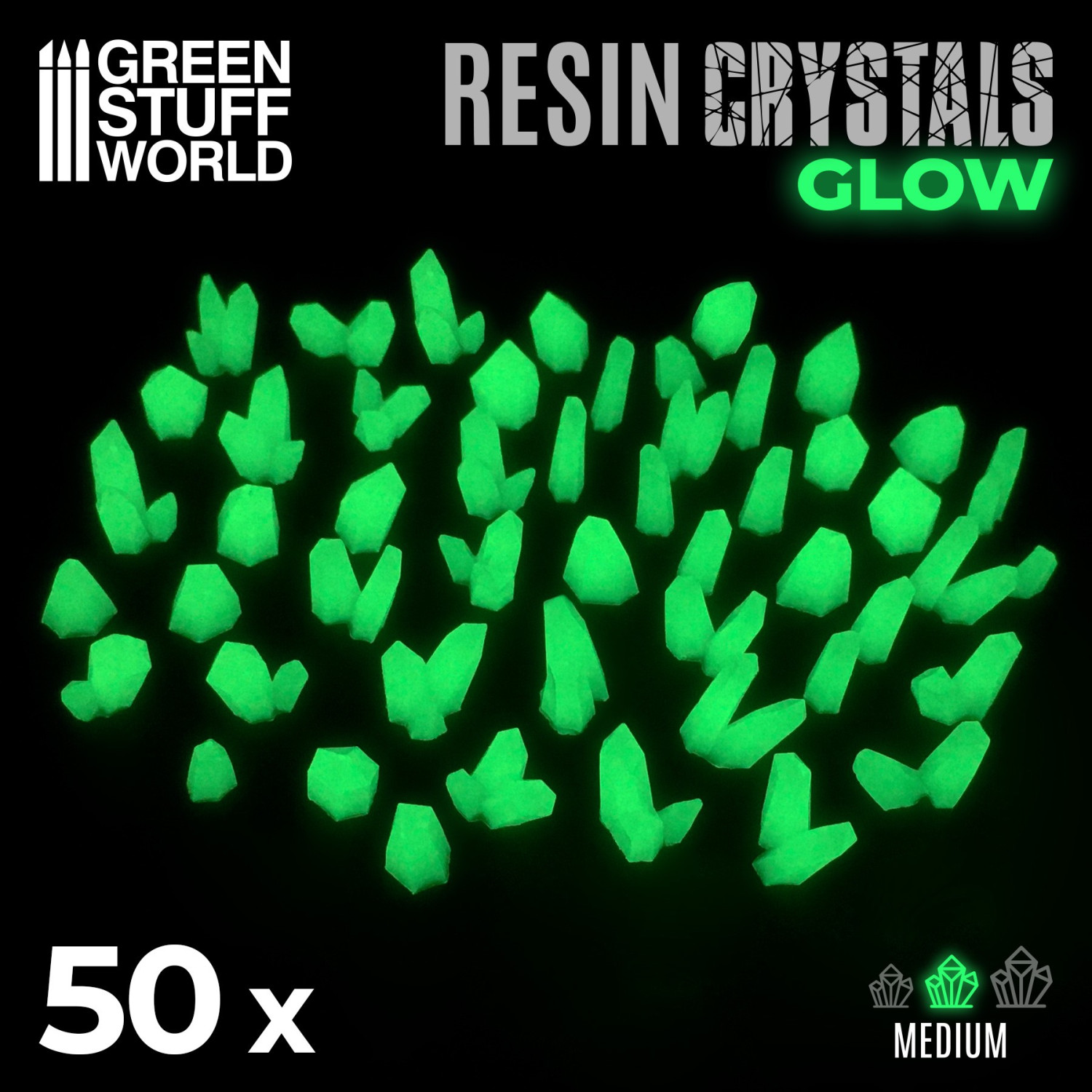 Cristales de Resina VERDE GLOW - Medianos