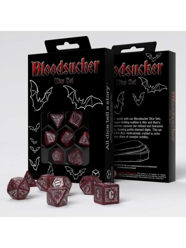 Dados Bloodsucker en Rojo y Plateado (7 unidades) - Q Workshop