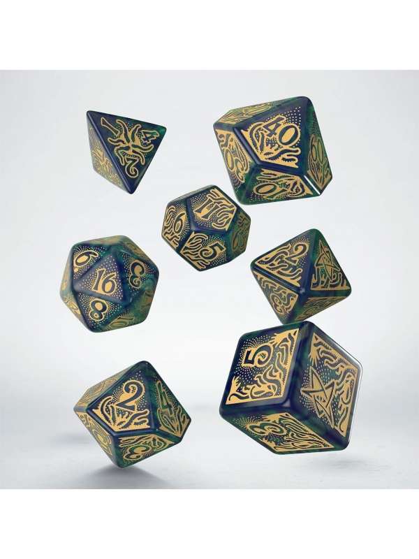 Dados Call of Cthulhu 7th Edition - Blue - green & Gold Dice Set - Q - Workshop