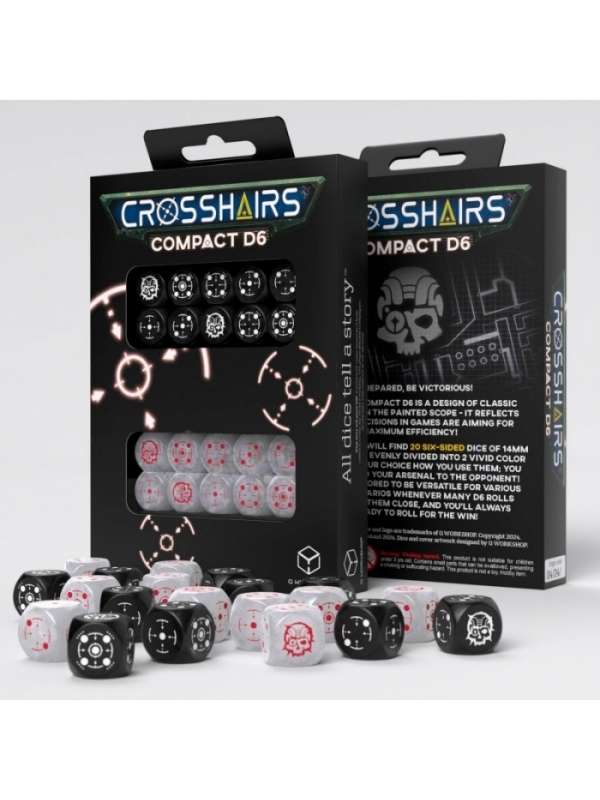 Dados Crosshairs Compact D6 en Blanco y Perla (7 unidades) - Q Workshop