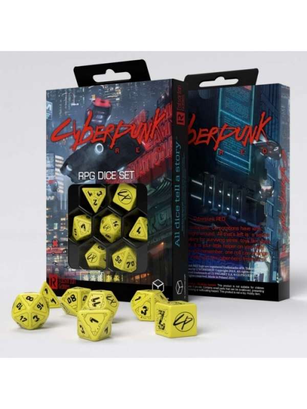 Dados Cyberpunk Red Danger Zone (7 unidades) - Q Workshop