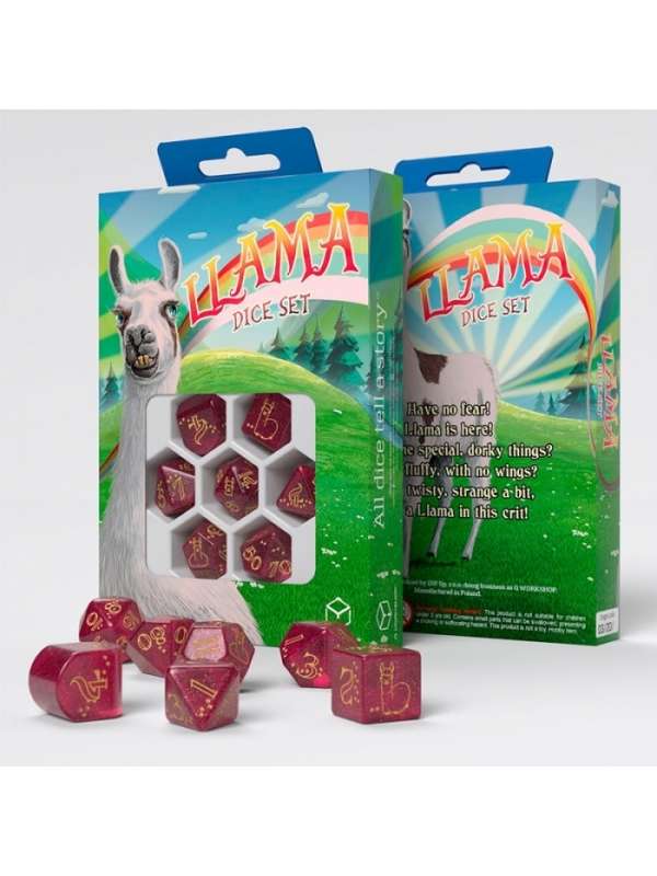 Dados de Llamas en rojo y oro (7 unidades) - Q Workshop