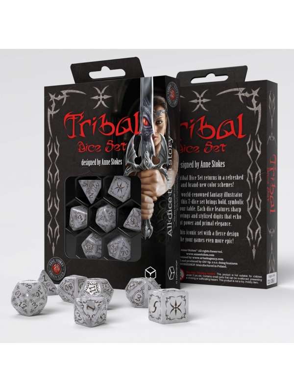 Dados en Gris y Marron (7 unidades) Tribal - Q Workshop