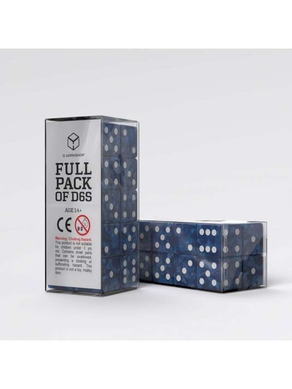Dados Full Pack of D6s Azul y Blanco (20 unidades) - Q Workshop