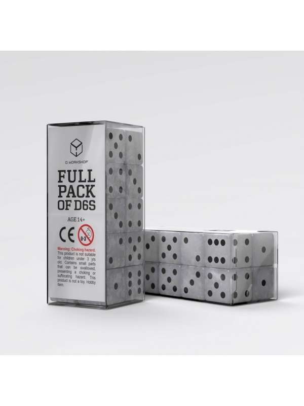 Dados Full Pack of D6s Gris y Negro (20 unidades) - Q Workshop