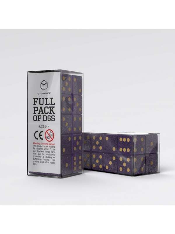 Dados Full Pack of D6s Morado y Oro (20 unidades) - Q Workshop