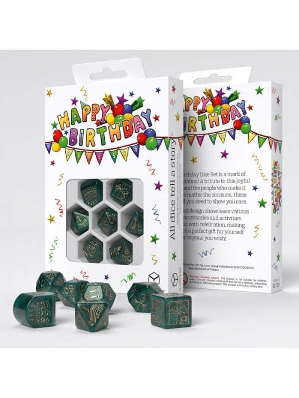 Dados Happy Birthday Balloons (7 unidades) - Q Workshop