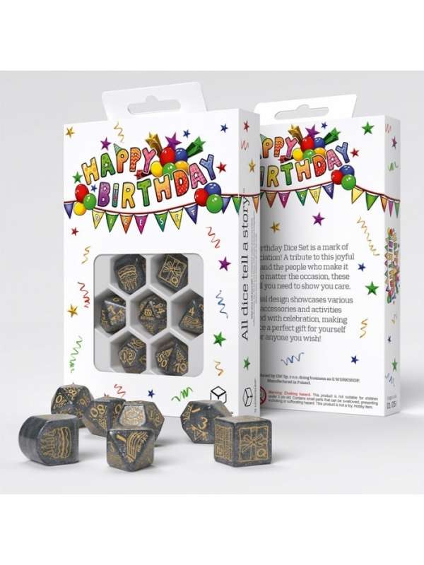 Dados Happy Birthday Confetti (7 unidades) - Q Workshop