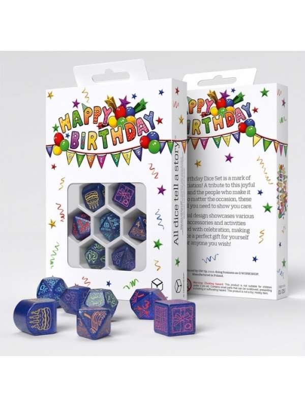 Dados Happy Birthday Streamers (7 unidades) - Q Workshop