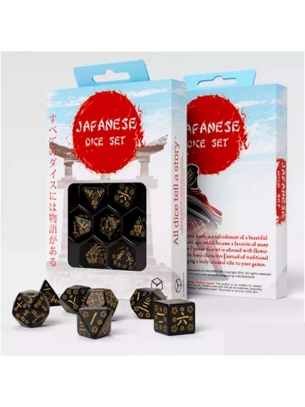Dados Japanese Negro & Oro (7 unidades) - Q Workshop
