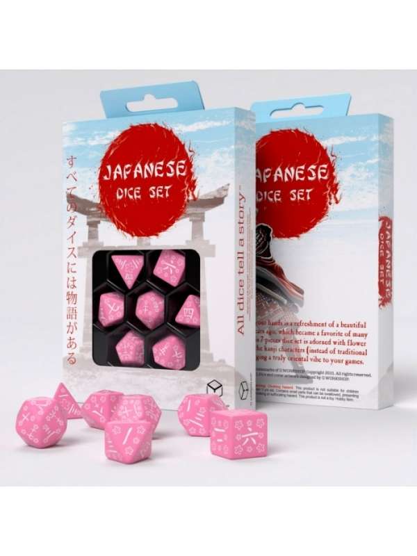 Dados Japanese Rosa & Blanco (7 unidades) - Q Workshop