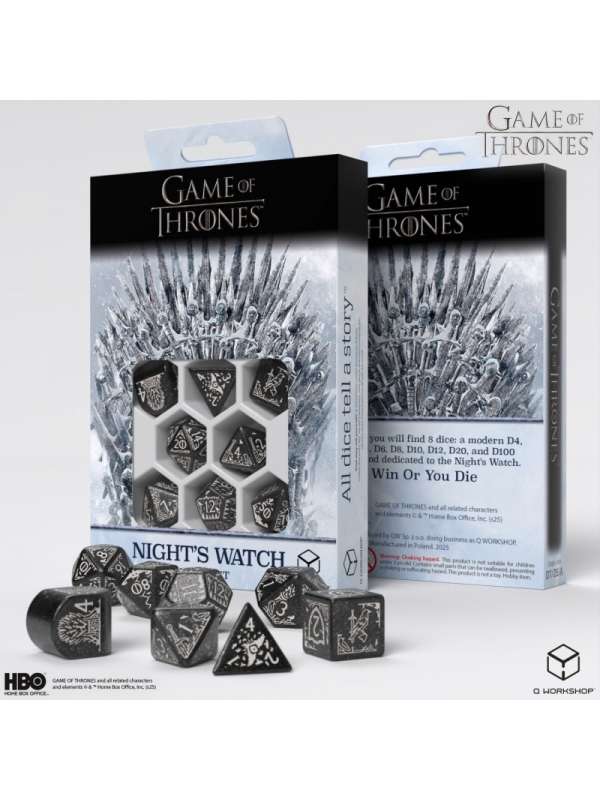 Dados Night's Watch (8 unidades) Juego de Tronos - Q Workshop