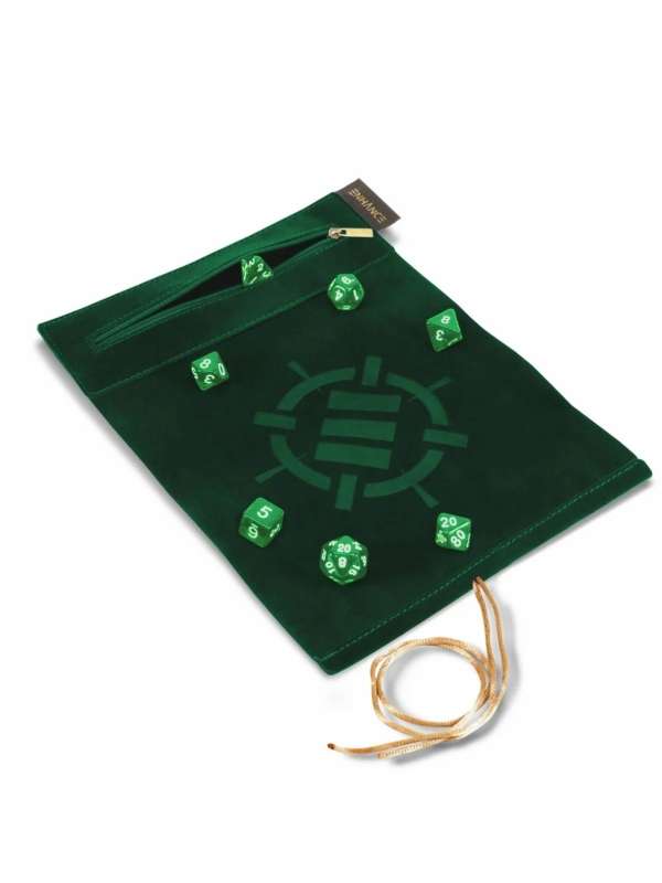 Estuche “Roll on a Scroll con Juego de 7 Dados Acrílicos (Verde) - Enhance Gaming