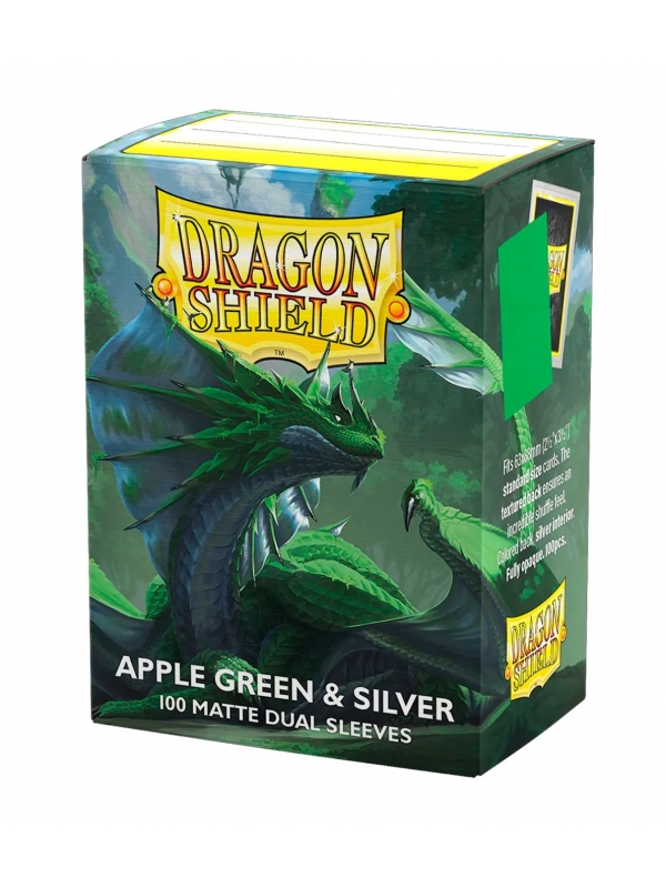 Fundas Standard Matte Dual (100 unidades) Apple Green & Silver - Dragon Shield