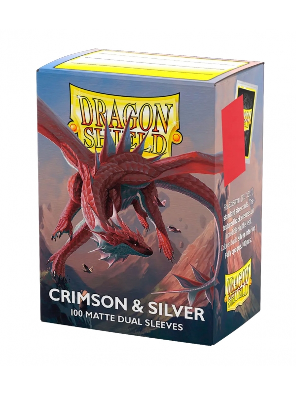 Fundas Standard Matte Dual (100 unidades) Crimson & Silver - Dragon Shield