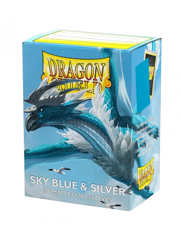 Fundas Standard Matte Dual (100 unidades) Sky Blue & Silver - Dragon Shield