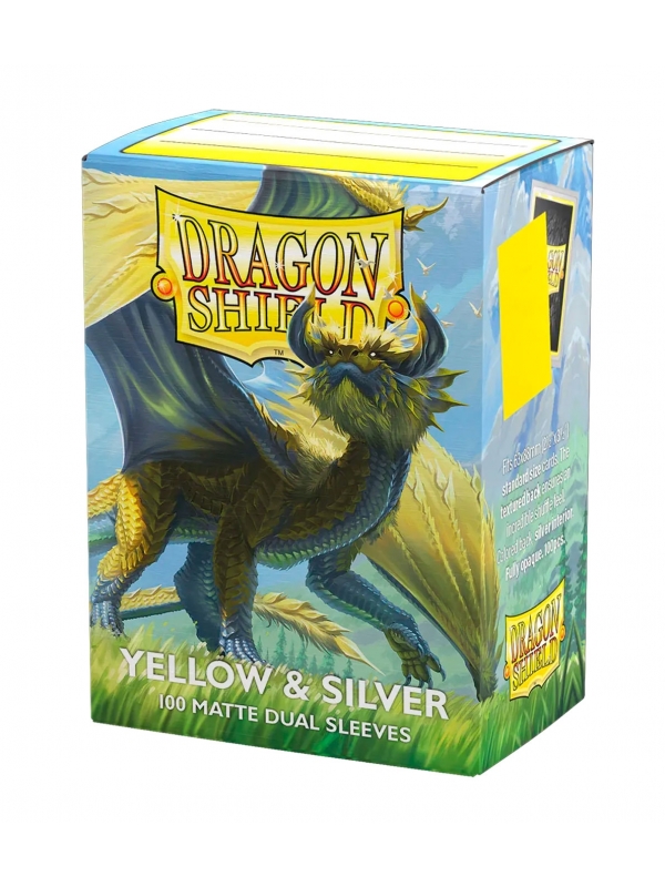 Fundas Standard Matte Dual (100 unidades) Yellow & Silver - Dragon Shield