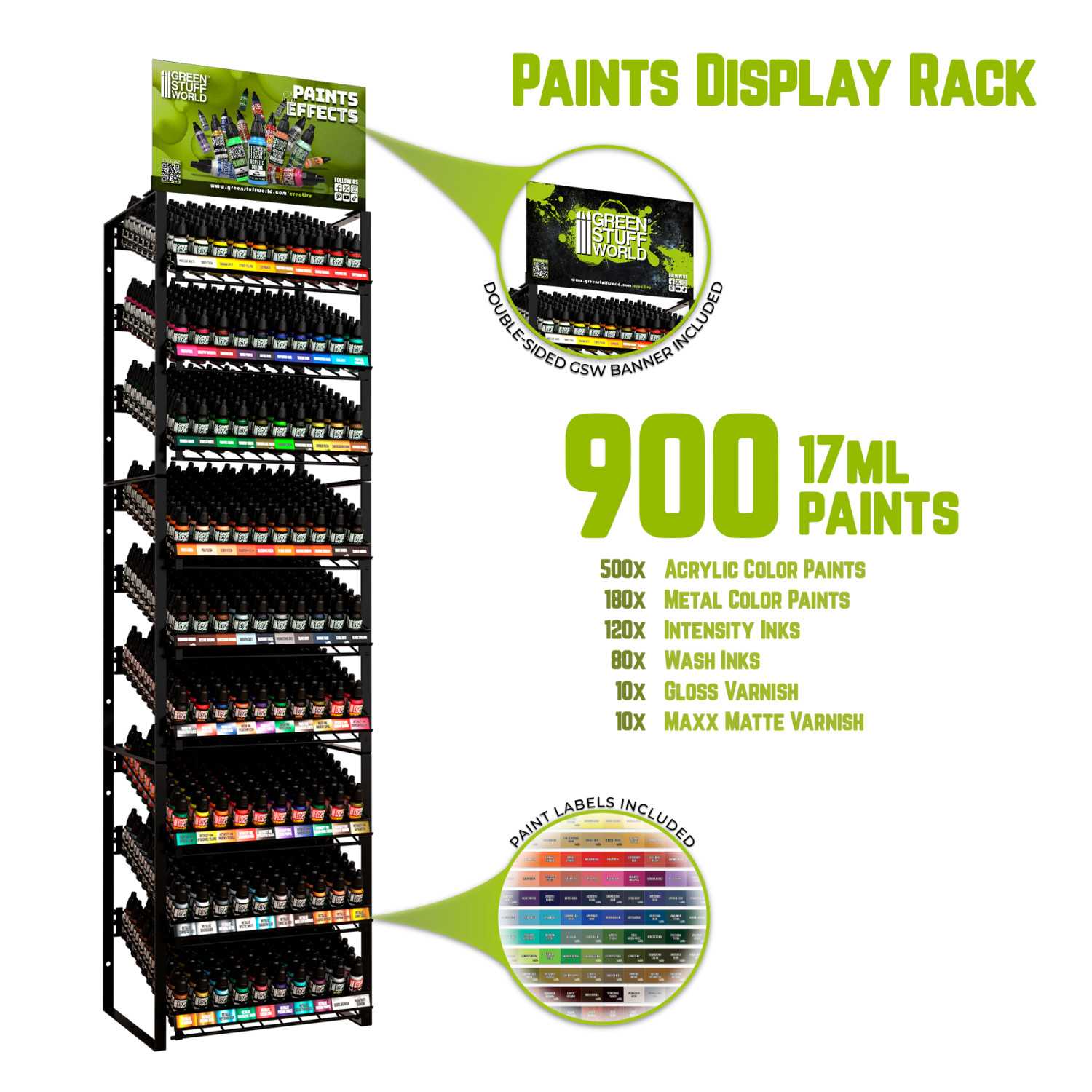 GSW Expositor Pinturas Artisticas, Wash, Intensity, Metal y Bárniz