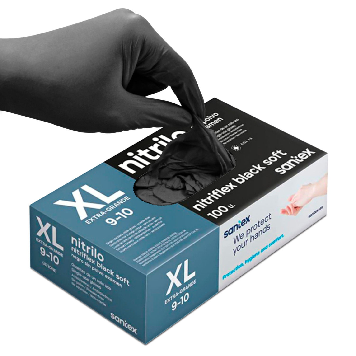 Guantes Negros de Nitrilo - Extra Grande