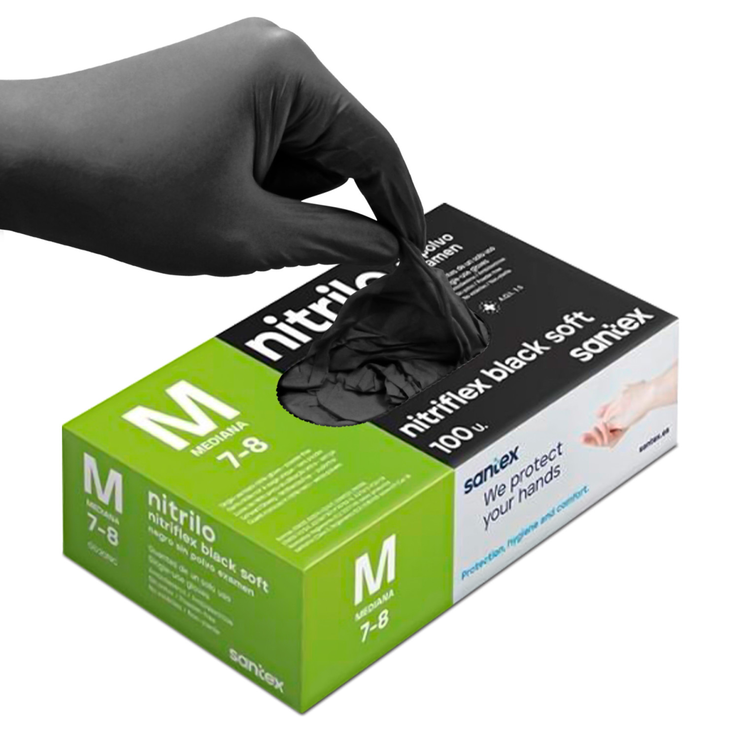 Guantes Negros de Nitrilo - Mediana