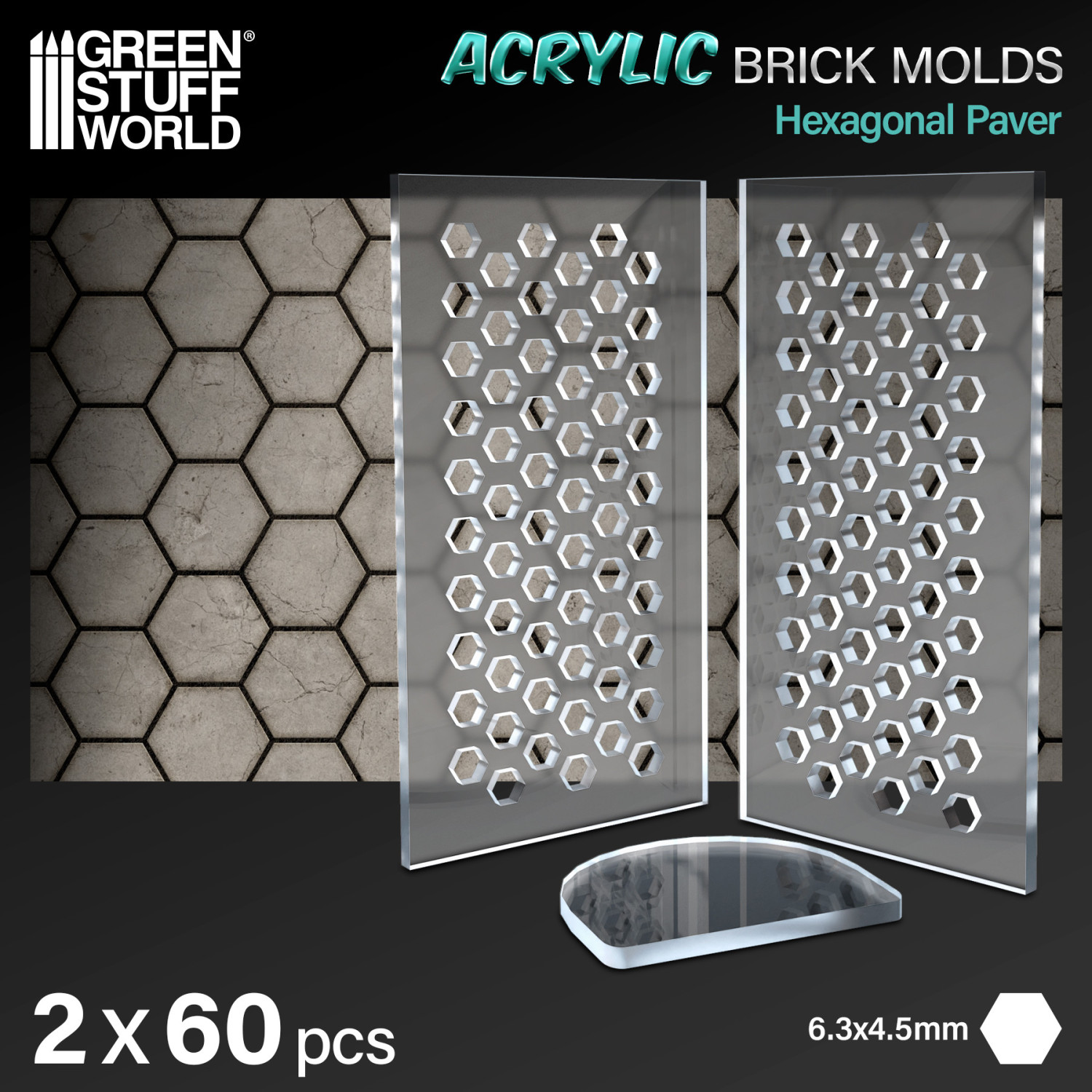 Moldes Acrilicos  - Adoquin hexagonal