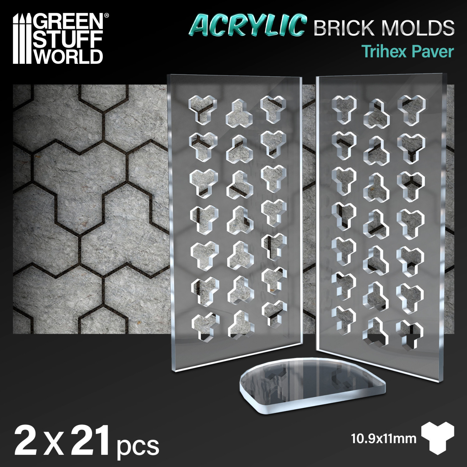 Moldes Acrilicos  - Adoquin Trihex