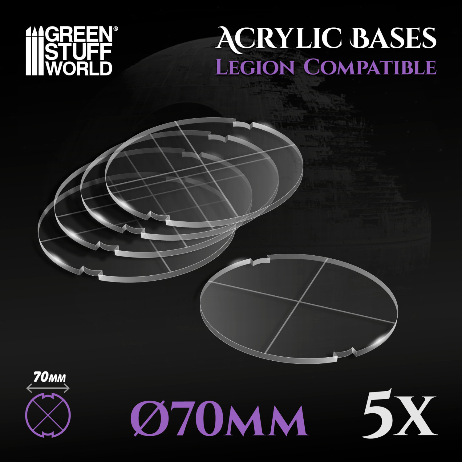 Peanas Acrilicas – Redondas 70 mm (Legion)