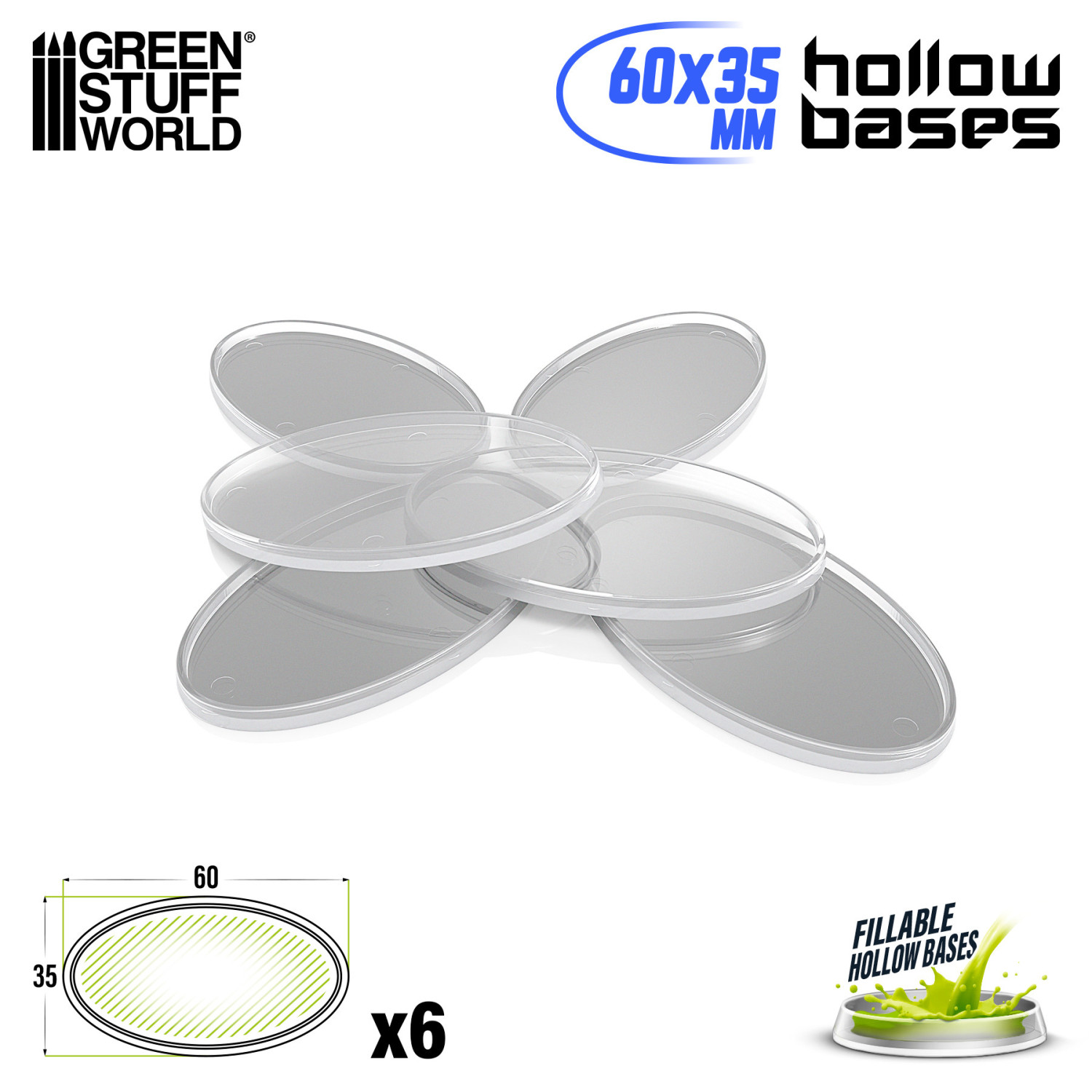 Peanas de Plástico con HUECO transparente - Ovaladas 60x35mm