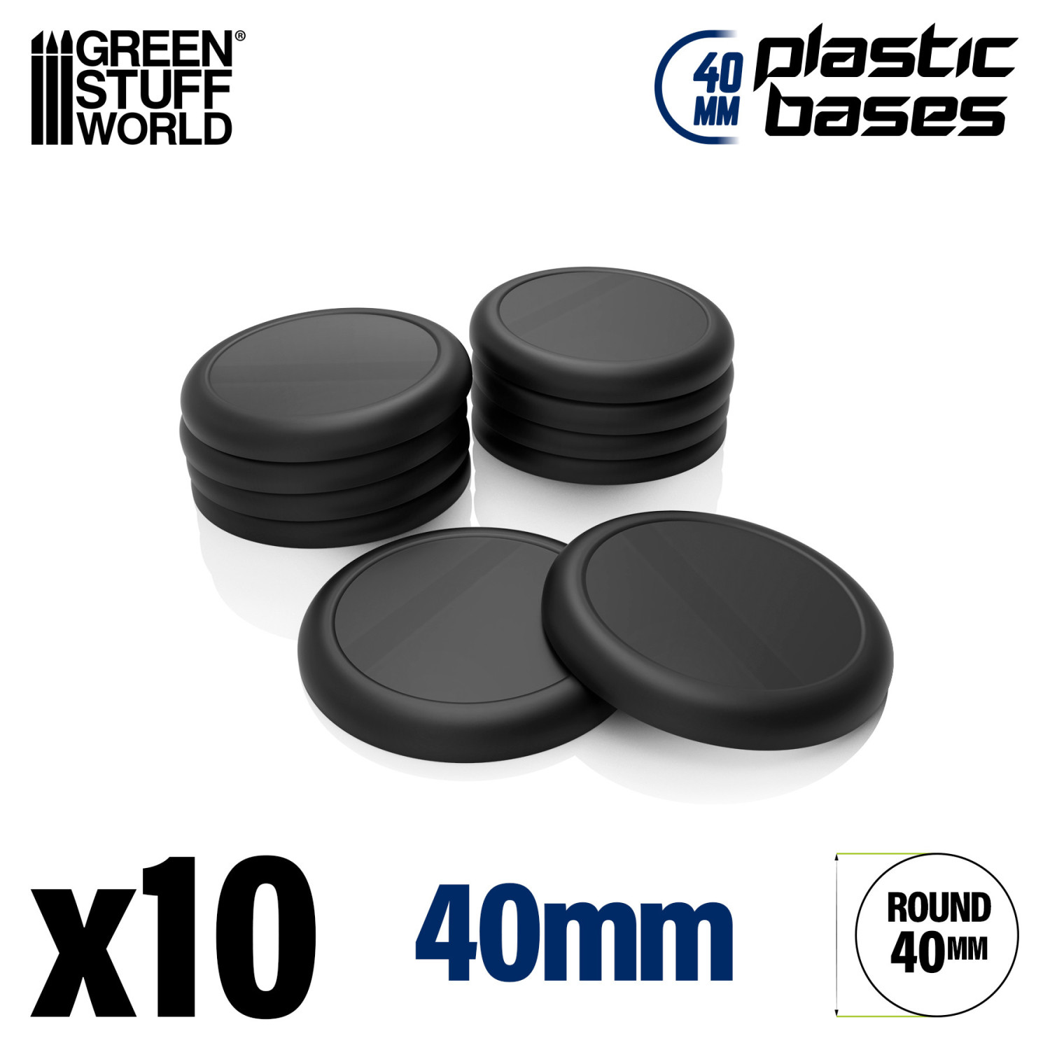 Peanas de Plástico - Redondas con Labio 40 mm NEGRO